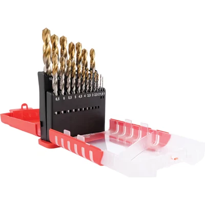 Image of Dormer A087201 HSS High Speed Steel Jobber Drill Bit Set with 118 Degree Tin Tipped Split Point, of 19