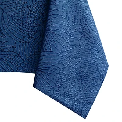 Image of AmeliaHome Gaia 627186 Tablecloth, Table Cover, Covers 150 x cm Lotus Effect Water Repellent Leaves Dark Blue