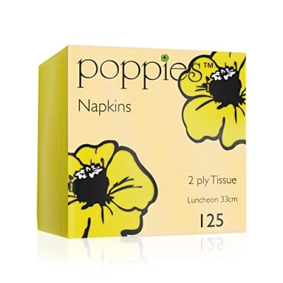 Image of 125 Yellow Paper Napkins 33cm 2 Ply for Birthdays Parties Events Restaurants (125)