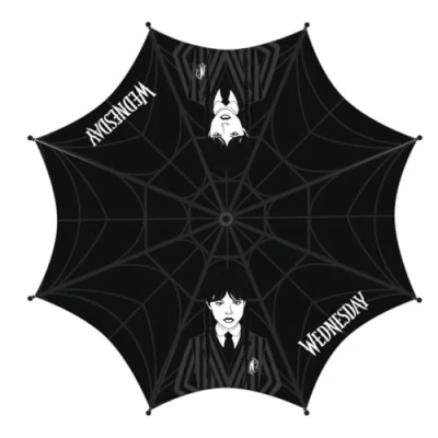 Image of CERDÁ LIFE&#039;S LITTLE MOMENTS WEDNESDAY ADULT AUTOMATIC UMBRELLA, Black/White