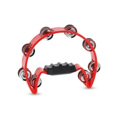Image of GEWA jingle wreath half moon 16 pairs of chrome plated jingles double row color red