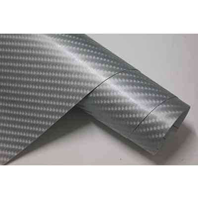 Image of Car vinyl wrap film sticker sheet 4D Gloss Carbon Fibre Textured Wrapping 30CMx 1.52M (SILVER)