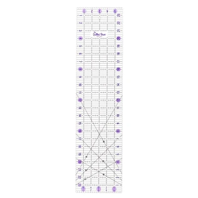 Image of The Quilted Bear Quilting Rulers Transparent Acrylic Non Slip &amp; Patchwork Ruler with Clear Black Lines 30, 45 60 Degree Angles (6&quot; x 24&quot;)