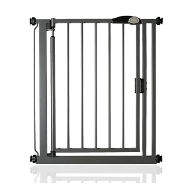 Image of Safetots Pressure Fit Self Closing Stair Gate, Narrow, 68.5cm 75cm, Slate Grey, Auto Baby Safety Barrier for Toddler, Easy Installation