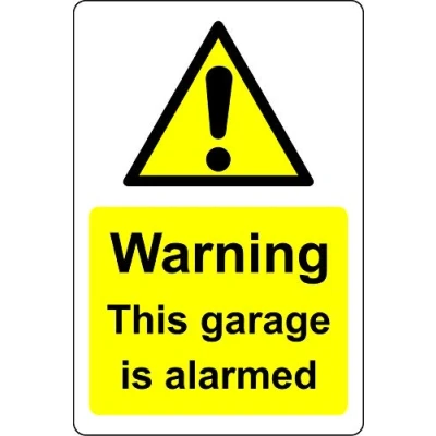 Image of Warning this garage is alarmed Property Safety sign 1.2mm Rigid plastic 300mm x 200mm