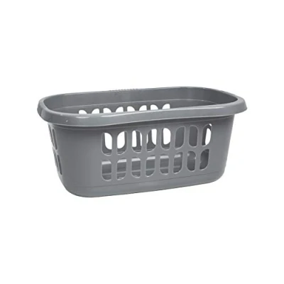 Image of Laundry Wham Casa Hard wearing Vented Deluxe Durable Oval Hipster 60L Baskets (1 Basket, Silver)