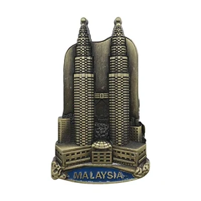 Image of 3D Kuala Lumpur Twin Towers Malaysia Metal Refrigerator Magnet Travel Souvenirs Fridge Home and Kitchen Decoration Magnetic Sticker Collection