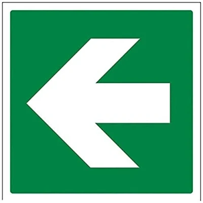 Image of V Safety Green Straight Arrow Fire Exit Sign 200mm x Self Adhesive Vinyl