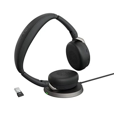 Image of Jabra Evolve2 65 Flex Wireless Stereo Headset with Bluetooth, Noise cancelling ClearVoice Technology and Hybrid ANC Certified for MS Teams Black