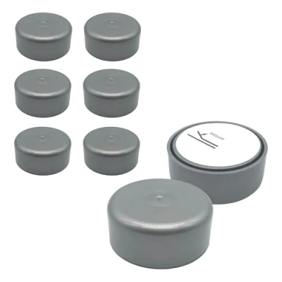 Image of SKIR&#039;CO (Pack of 8 pcs Height Adjustable Plastic Furniture Legs, Round Ø 55 mm, Self Adhesive Feet, With Stickers (8, Grey)