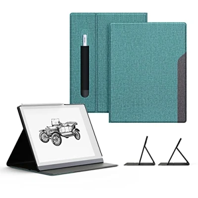 Image of Ayotu Book Folio Case for Remarkable 2 Paper Tablet 10.3&quot; 2020 Released, Premuin Fabric Smart Cover with Pen Pocket, Stable Folding Stand Design (Not 1),Gray &amp; Green