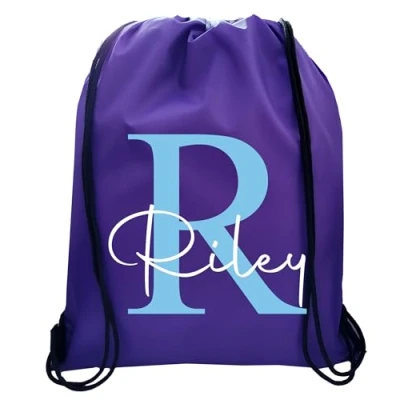 Image of JJLC Personalised PE School Bag Drawstring Sports Initial &amp; Name (Purple)