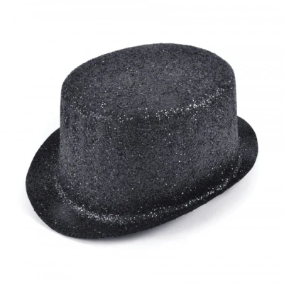 Image of Bristol Novelty BH084 Black Glitter Topper Hat, unisex adult, One Size