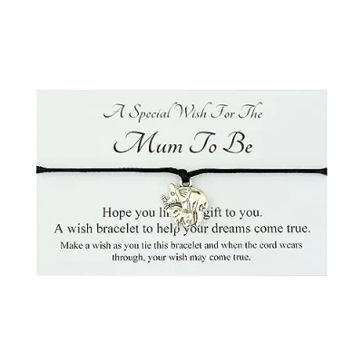 Image of Lucor Mum to Be Gifts,New Gifts,Pregnancy Gifts,Elephant Wish String Bracelet,Gifts for be(Black)
