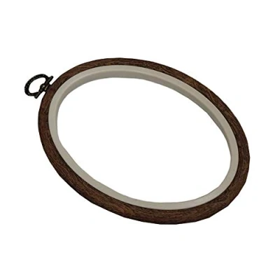 Image of Nurge Embroidery Flexi Hoop Cross Stitch Oval Display Wood Effect 11.5cm x 15cm