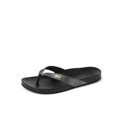 Image of Reef Women&#039;s Cushion Court Flip Flop, Black Sassy, 1 UK