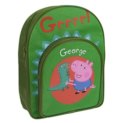 Image of Peppa Pig George &amp; Dinosaur Front Pocket Backpack School Bag Rucksack