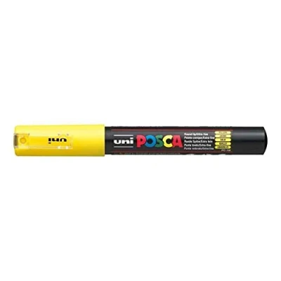 Image of Posca PC 1M Yellow Colour Extra Fine Paint Marker Pens 1mm Bullet Tip Nib Writes On Any Surface Glass Stone Wood Metal Fabric Plastic (Pack Of 1)