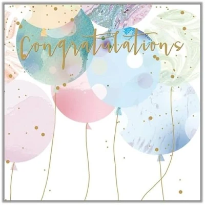 Image of Real and Exciting Designs Female Congratulations Card for Women Watercolour Balloons with Gold Foil Eco Friendly Made in England