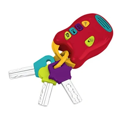 Image of Battat Toy Keys 3 &amp; Remote with 4 Fun Sounds Mini Flashlight Car Fob for Baby, Toddler Light Sound 10 Months +