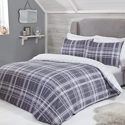 Image of Sleepdown King Duvet Set, Cotton, Grey