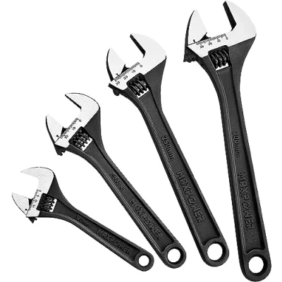 Image of MAXPOWER Adjustable Spanner Set, 4PCs Wrench Black 150mm, 200mm, 250mm and 300mm