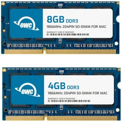 Image of OWC 12GB Memory Upgrade Kit 1 x 4GB + 8GB PC14900 DDR3 1866MHz SO DIMMs for 27 inch iMac w/Retina 5K Display (Late 2015) models and compatible PCs