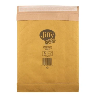 Image of Jiffy Padded Bags, Size 2, 195 x 280mm, 100% Paper, Heavy Duty Protection (Pack of 100)