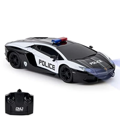 Image of CMJ RC Cars Lamborghini Aventador LP700 4 Police Car Officially Licensed Remote Control 1:24 Scale Working Lights 2.4Ghz