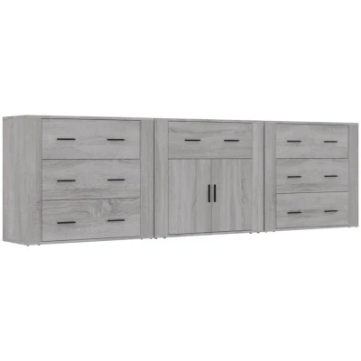Image of vidaXL Sideboards 3 pcs Grey Sonoma Engineered Wood