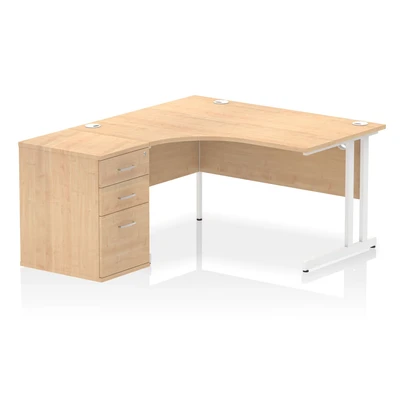 Image of Impulse 1400 LH Crescent Desk Cantilever Maple/White 600 High Ped