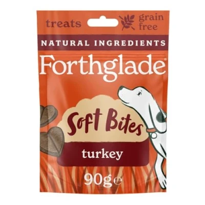 Image of Forthglade Natural Dog Treats Grain Free Soft Bites Turkey (8 x 90g) Resealable Bags