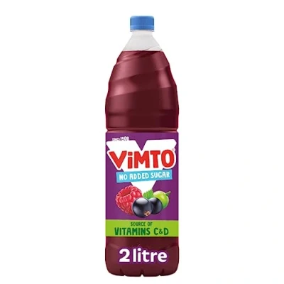 Image of Vimto Original Real Fruit Squash No Added Sugar Low Calorie Mixed Juice Squash, Blackcurrant, Grape &amp; Raspberry, 2L Bottle