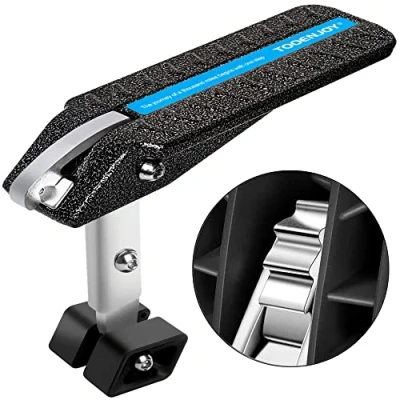 Image of Car Door Step, TOOENJOY Universal 5 Level Adjustable Foldable Pedal Hook Support Both feet Stand Easy Access to Roof for Most (Black)
