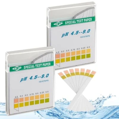 Image of ECENCE pH test strips 200 pcs. Hot tube pool and spa litmus paper measuring range 4,5 9 universal indicator acidity for aquariums drinking water
