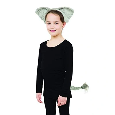 Image of Bristol Novelty DS175 Children Costume Elephant Set White Pack of 1 Ears and Tail, Unisex Child, Grey, One Size