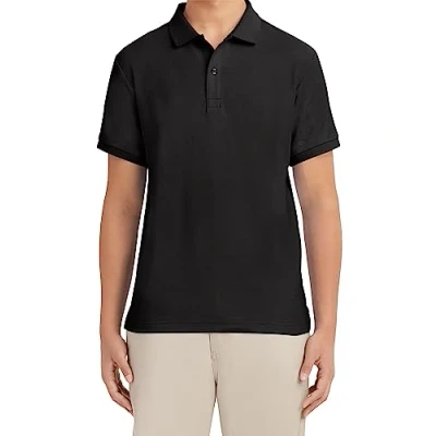 Image of Nautica Men&#039;s Short Sleeve Uniform Stretch Polo Shirt, Black, Large 38/39