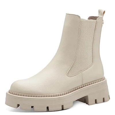 Image of Tamaris Platform ankle boots, Women&#039;s, Size: 6.5, Beige Leather