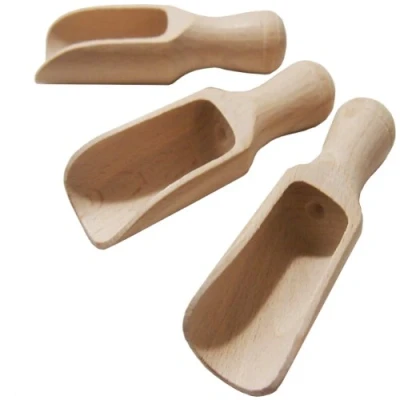 Image of efo Handy Wooden Scoop Set 3pcs Multipurpose Spoons Wood Salt and Spice Scoops Rustic Bath Seed Medium Size 3 x 10.5cm (C3)