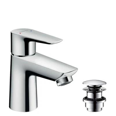 Image of hansgrohe Talis E basin mixer tap 80 with push open waste, chrome 71701000