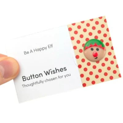 Image of Be a Happy Elf Christmas Button Wishes Mini Gift Cracker Filler