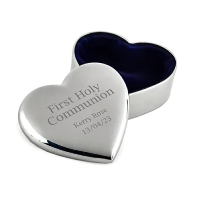 Image of The Gift Experience Personalised First Holy Communion Heart Trinket Box, Gifts, Shaped Gifts