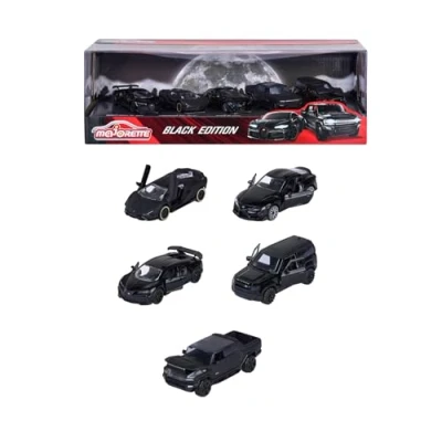 Image of Majorette Black Edition 5Pcs Giftpack Set of 5 metal vehicles Original Reproductions.