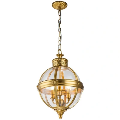 Image of Feiss Adams Spherical Pendant Ceiling Light Burnished Brass