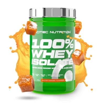 Image of Scitec Nutrition 100% Whey Isolate Pure Protein Power with BCAAs Glutamine &amp; Arginine Sugar Gluten Free Formula, 700 g, Salted Caramel
