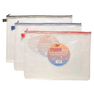 Image of A3 ( 46cm X 35cm) Tuff Bags Clear Reinforced Storage Folders Zippa Zip Wallet Case Heavy Duty 301022 (3 Pack)