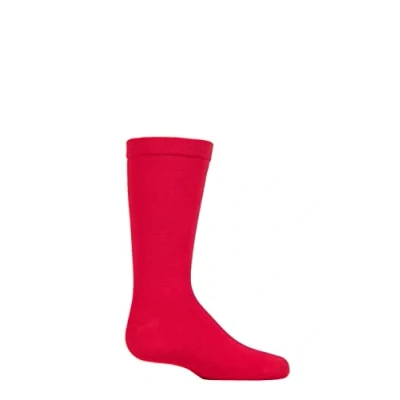 Image of 1 Pair Red Plain Bamboo Socks with Comfort Cuff and Smooth Toe Seams Kids Unisex 4 5.5 (13 14 Years) SOCKSHOP