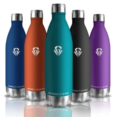 Image of Grsta Drinking Bottle, 1 Litre, Stainless Steel BPA Free, Leak Proof, Can Be Carried, Bottle for School, Gym, Outdoor, Dark