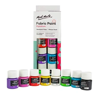 Image of MONT MARTE Textile &amp; Fabric Paint Set 8 pieces x 20ml Permanent Paints Ideal Colours for Clothing, Bags and all Fabrics
