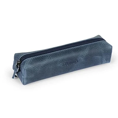 Image of Londo Genuine Leather Zipper Pen, Pencil &amp; Cosmetic Case Pouch Stationery Bag